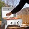 Portable 2-Burner Gas Grill Silver Stainless Steel Outdoor BBQ with Thermometer